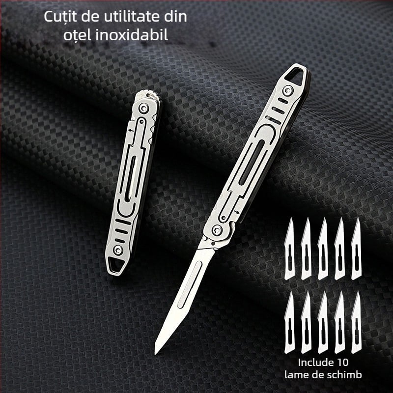Cuțit pliabil din oțel inoxidabil, deschidere rapidă – Mini instrument de birou, bisturiu ascuțit, tăietor de hârtie, breloc, portabil, X20; Brand csxh; Material: Oțel inoxidabil; Lungimea lamei: 2