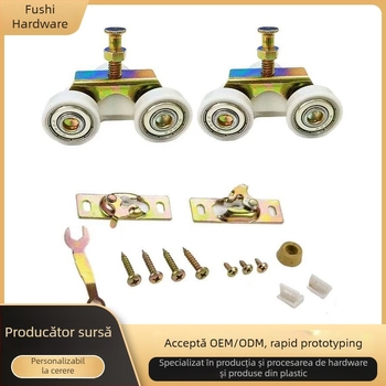 Rola pentru ușă glisantă, material PA66+ rulment 608, diametru exterior 25,3 mm, diametru ax 22 mm, model 608ZZ, încărcare maximă 125 kg