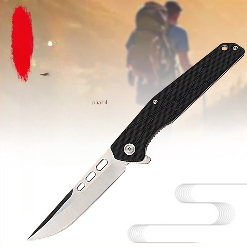 Cuțit de camping pliabil tactic cu mâner G10, oțel D2, deschidere rapidă cu rulmenți CNC, lamă 9,5 cm