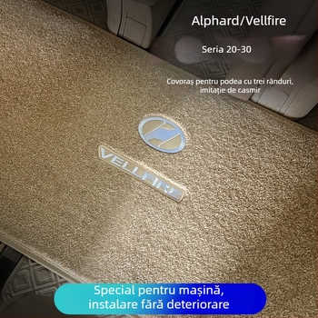 Set covorașe podea pentru trei rânduri, Toyota Alphard 20 seria și Vellfire 30 seria, imitație de cașmir, grosime 12 mm, procesare personalizabilă, cu logo