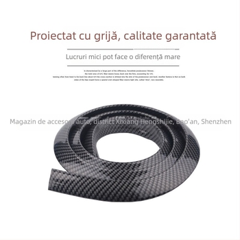 Bandă decorativă universală pentru sprâncenele roților, textură 3D din fibră de carbon, cauciuc, model 30256