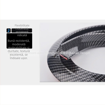 Bandă decorativă universală pentru sprâncenele roților, textură 3D din fibră de carbon, cauciuc, model 30256