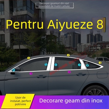 Bandă decorativă pentru marginea ferestrei pentru Chery Arrizo 8 și Fengyun A8 – Oțel inoxidabil, decor auto pentru uși și ferestre