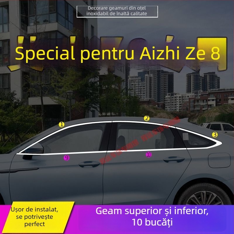 Bandă decorativă pentru marginea ferestrei pentru Chery Arrizo 8 și Fengyun A8 – Oțel inoxidabil, decor auto pentru uși și ferestre