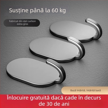 Cârlig cu adeziv, montaj fără găuri, încărcare 3 kg, set de 5 bucăți, cârlig din fier