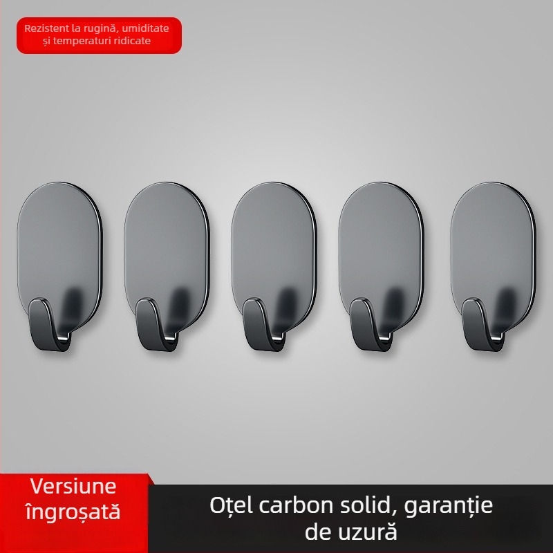 Cârlig cu adeziv, montaj fără găuri, încărcare 3 kg, set de 5 bucăți, cârlig din fier