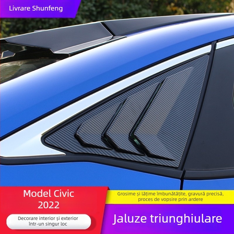 Yibo ABS decor pentru fereastra spate triunghiulară Honda Civic 2022, a 11-a generație — procesare personalizată; Material: ABS; Origine: Changzhou, Jiangsu; Potrivire: Honda Civic 2022, 11-a generație; Transmisie: automată