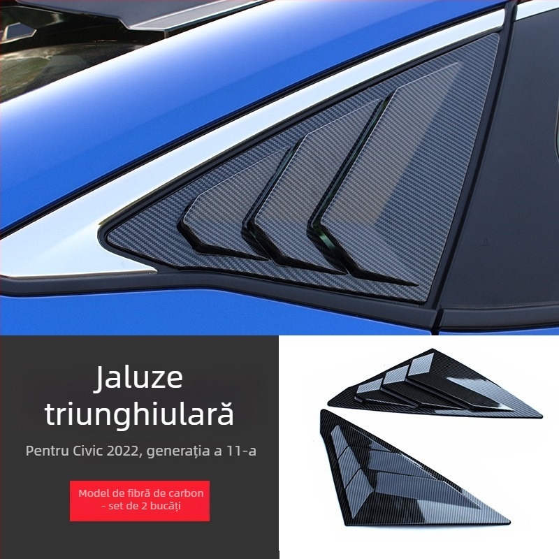 Yibo ABS decor pentru fereastra spate triunghiulară Honda Civic 2022, a 11-a generație — procesare personalizată; Material: ABS; Origine: Changzhou, Jiangsu; Potrivire: Honda Civic 2022, 11-a generație; Transmisie: automată