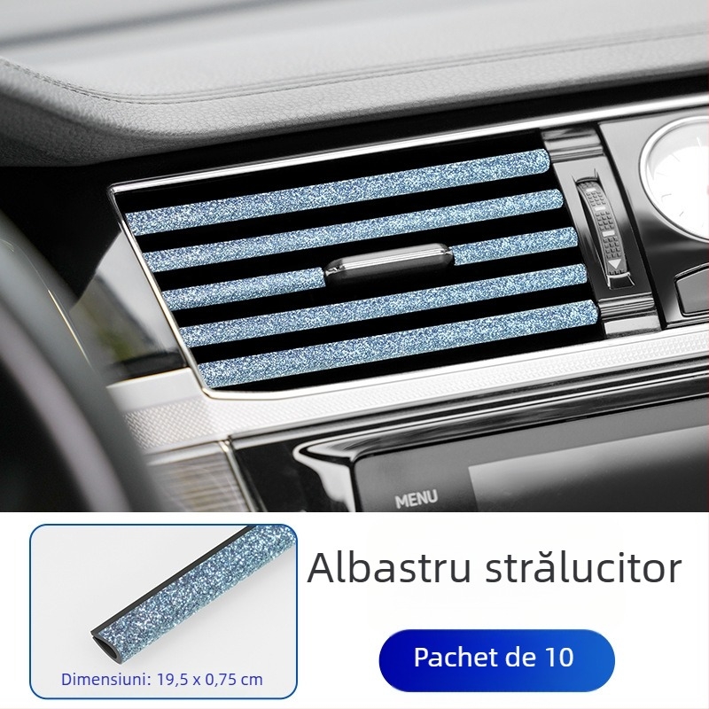 Bandă decorativă pentru gurile de ventilație ale mașinii, cu încrustări din diamant, PVC, universală, clemă în formă de U, model 606