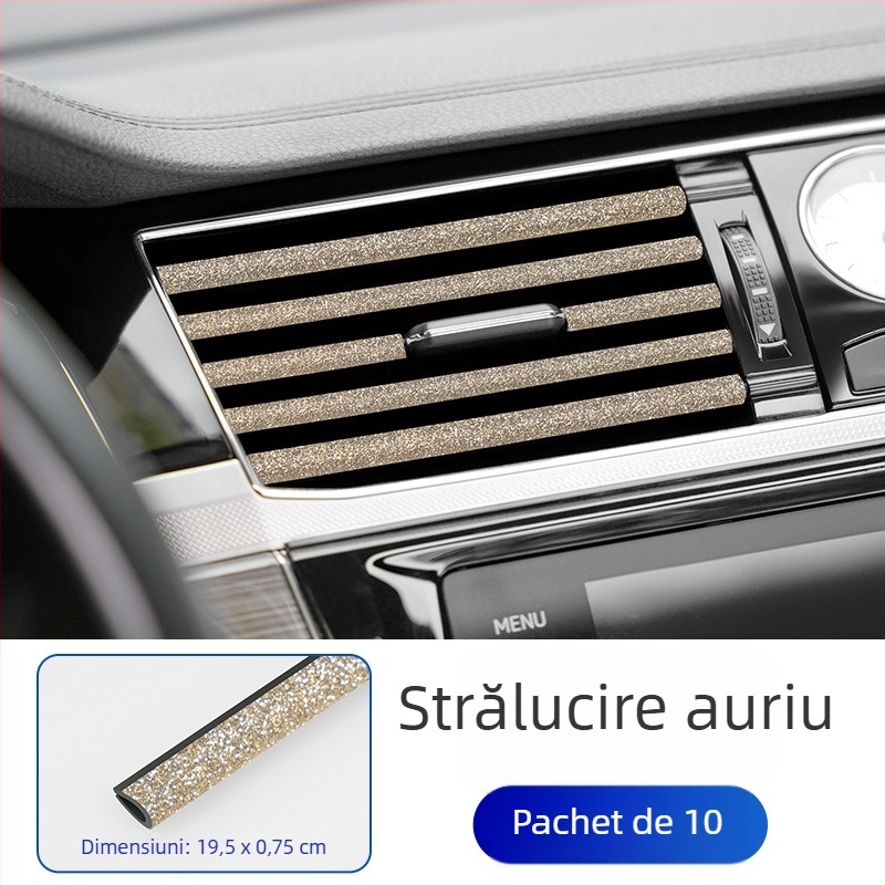Bandă decorativă pentru gurile de ventilație ale mașinii, cu încrustări din diamant, PVC, universală, clemă în formă de U, model 606