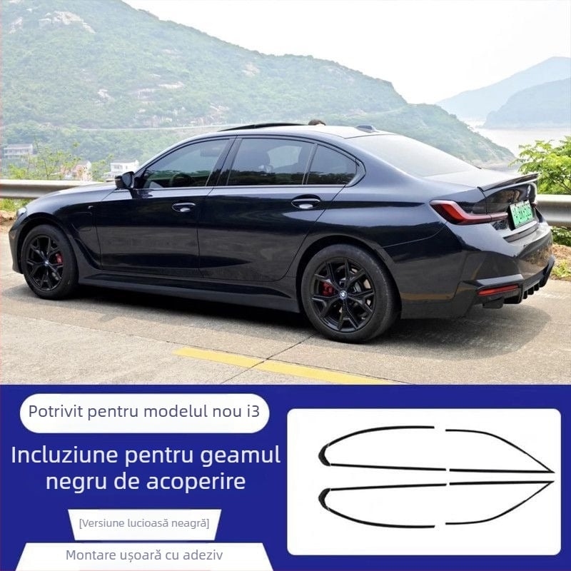 Bandă decorativă pentru geamuri și uși pentru BMW iX3, Seria 5, i3, X1 — oțel inoxidabil, finisaj titan