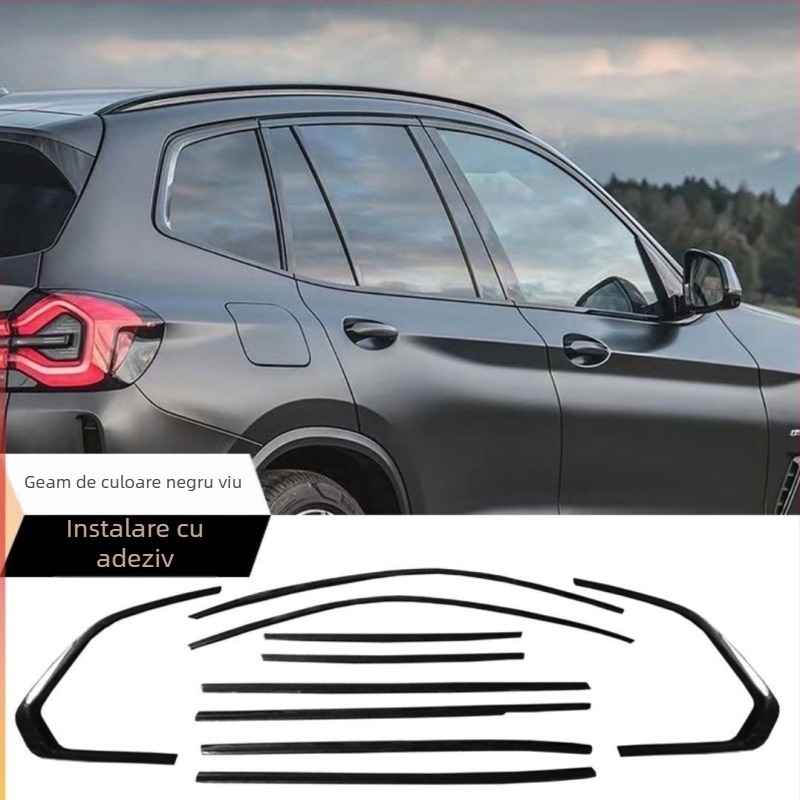 Bandă decorativă pentru geamuri și uși pentru BMW iX3, Seria 5, i3, X1 — oțel inoxidabil, finisaj titan