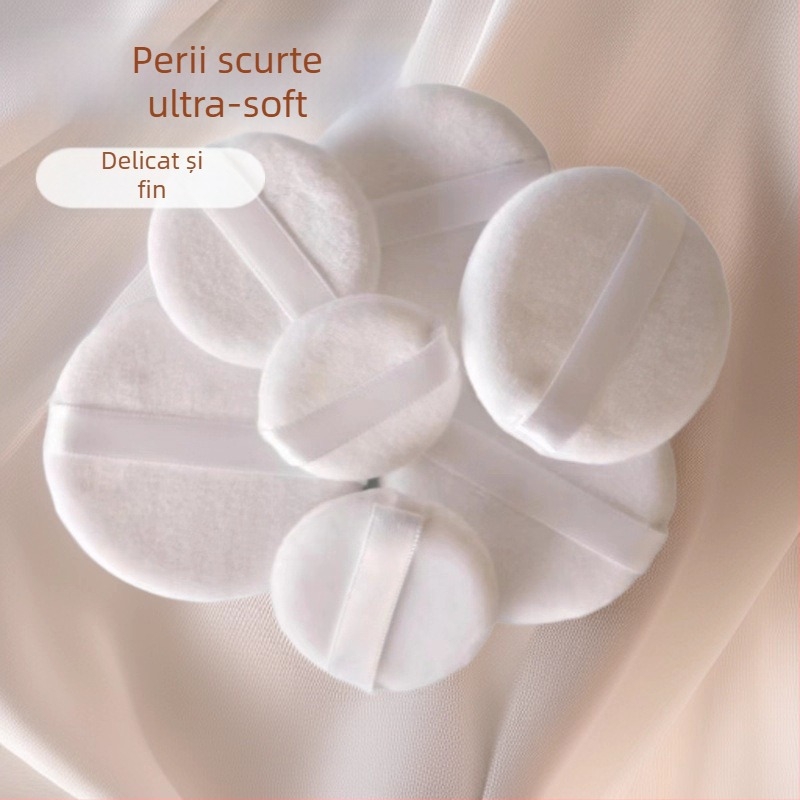 Puf pentru pudră uscată, ultra-moale, velur cristal, rotund, pentru fixarea pudrei