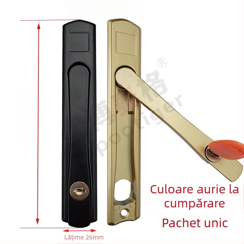 Încuietoare cu mâner TP, aliaj de aluminiu, Botel, pentru uși și ferestre glisante