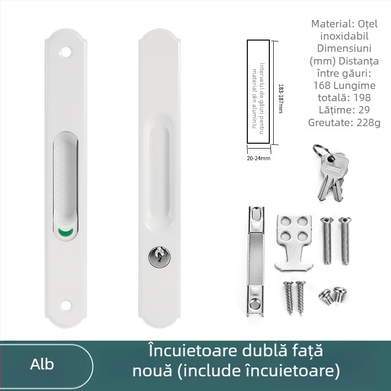 Încuietor cu cârlig din oțel inoxidabil, cap rotund, monodirecțională și bidirecțională, electroplacată, pentru balcoane și uși glisante