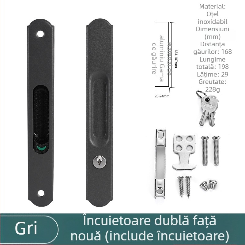 Încuietor cu cârlig din oțel inoxidabil, cap rotund, monodirecțională și bidirecțională, electroplacată, pentru balcoane și uși glisante