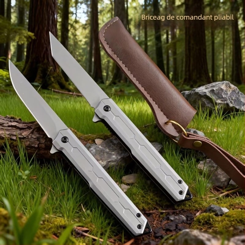 Cuțit pliant Commander – Multifuncțional, Deschidere rapidă, Portabil pentru camping în aer liber – lamă din oțel inoxidabil 8,5 cm