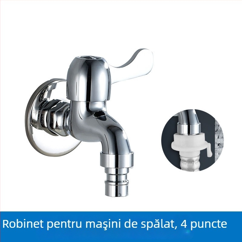 Robinet pentru mașina de spălat, din cupru, cu articulație simplă, deschidere cu cheie, montaj manual
