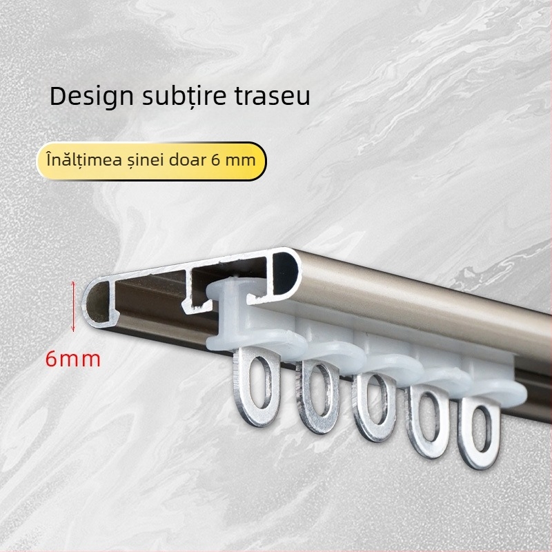 Wr676 șină pentru perdea, aliaj de aluminiu, montaj superior, tip pentru agățare, stil modern minimalist