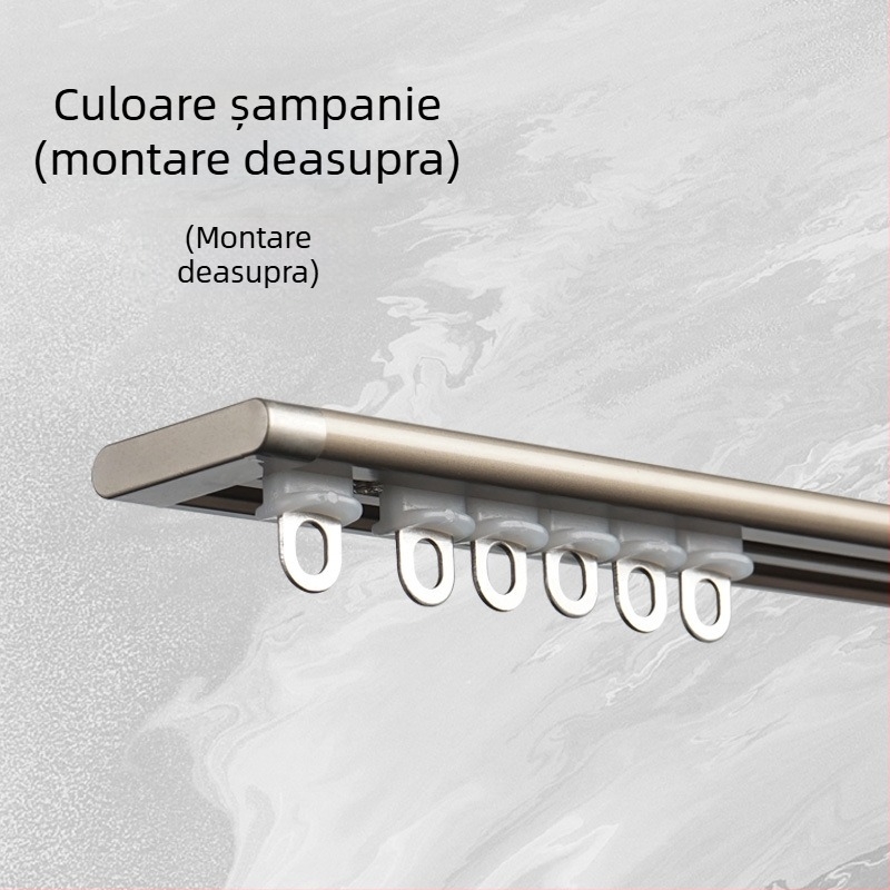 Wr676 șină pentru perdea, aliaj de aluminiu, montaj superior, tip pentru agățare, stil modern minimalist