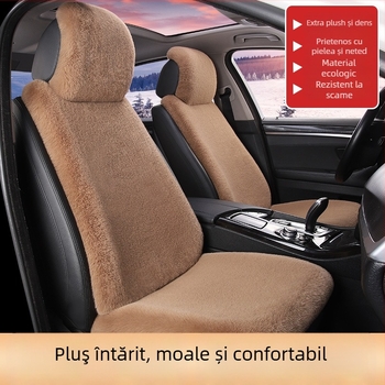 Perna de scaun auto cu suprafață din blană de iepure, încălzire de iarnă, umplutură din fibre de poliester