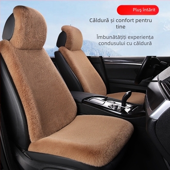 Perna de scaun auto cu suprafață din blană de iepure, încălzire de iarnă, umplutură din fibre de poliester