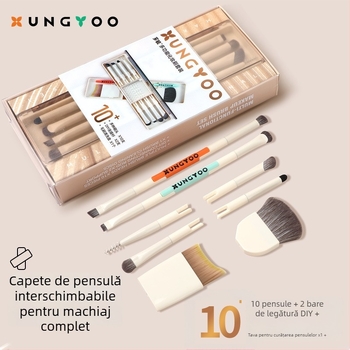 Xiangyu set de pensule de machiaj multifuncțional - 10 piese, peri din fibre sintetice, mâinere din plastic, ambalaj în cutie