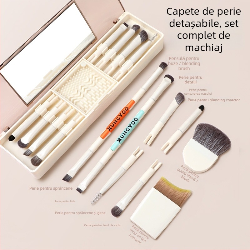 Xiangyu set de pensule de machiaj multifuncțional - 10 piese, peri din fibre sintetice, mâinere din plastic, ambalaj în cutie