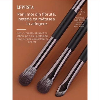 Pensulă pentru fard de ochi, dublă față, cu oglindă – portabilă, 1 pensulă, fibre: sintetice + păr de capră