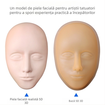 Piele de practică facială din silicon, cu textură 5D și bază detașabilă, pentru practică de tatuaj la sprâncene