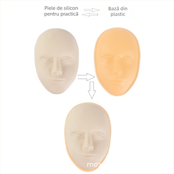 Piele de practică facială din silicon, cu textură 5D și bază detașabilă, pentru practică de tatuaj la sprâncene