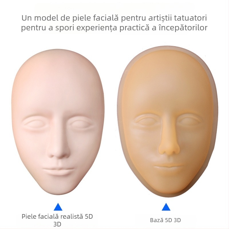 Piele de practică facială din silicon, cu textură 5D și bază detașabilă, pentru practică de tatuaj la sprâncene
