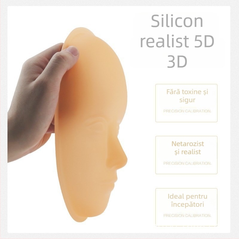 Piele de practică facială din silicon, cu textură 5D și bază detașabilă, pentru practică de tatuaj la sprâncene