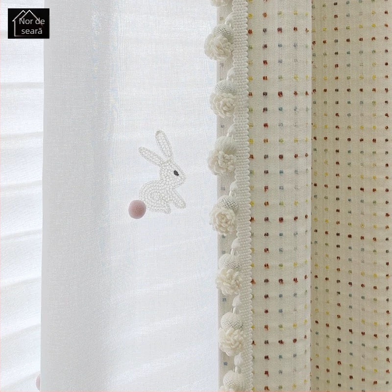 Corturi pentru camera copiilor — poliester, jacquard, umbrire semipătrunzătoare 40-70%, potrivite pentru ferestre bay window și ferestre standard