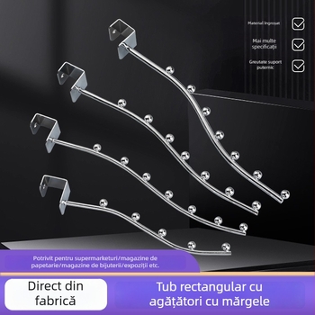 Cuier pentru haine cu șapte cârlige, țeavă pătrată 25 mm, oțel inoxidabil, mai multe rânduri de cârlige, capacitate 1–3 kg