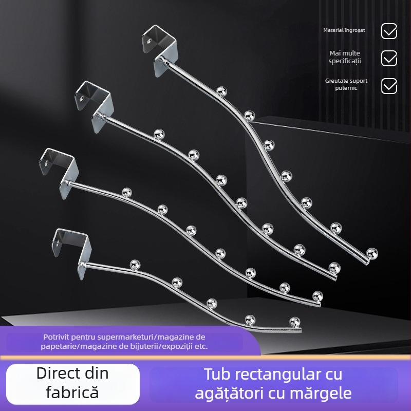 Cuier pentru haine cu șapte cârlige, țeavă pătrată 25 mm, oțel inoxidabil, mai multe rânduri de cârlige, capacitate 1–3 kg