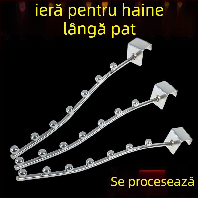 Cuier pentru haine cu șapte cârlige, țeavă pătrată 25 mm, oțel inoxidabil, mai multe rânduri de cârlige, capacitate 1–3 kg