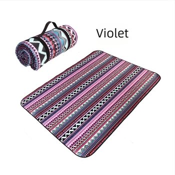 Covoraș impermeabil în stil etnic pentru exterior – pentru picnicuri și camping, țesătură poliester, strat impermeabil cu folie de aluminiu