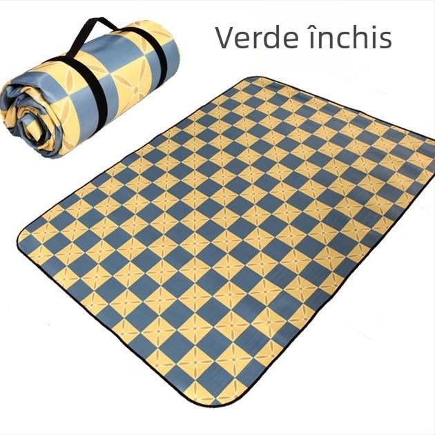 Covoraș impermeabil în stil etnic pentru exterior – pentru picnicuri și camping, țesătură poliester, strat impermeabil cu folie de aluminiu