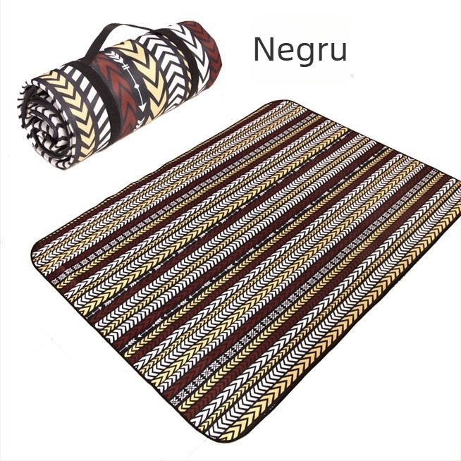 Covoraș impermeabil în stil etnic pentru exterior – pentru picnicuri și camping, țesătură poliester, strat impermeabil cu folie de aluminiu