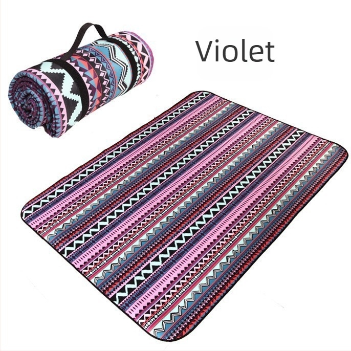 Covoraș impermeabil în stil etnic pentru exterior – pentru picnicuri și camping, țesătură poliester, strat impermeabil cu folie de aluminiu