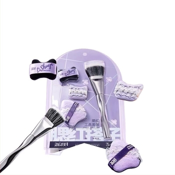 Lishu set de pensule blush, 4 piese, într-o cutie, pentru aplicarea machiajului, potrivit pentru orice tip de ten.