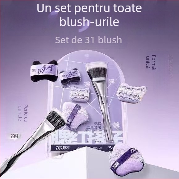 Lishu set de pensule blush, 4 piese, într-o cutie, pentru aplicarea machiajului, potrivit pentru orice tip de ten.