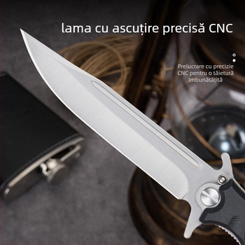 Cuțit pliabil pentru exterior, camping și supraviețuire – deschidere rapidă cu sistem de rulmenți, autoapărare, portabil