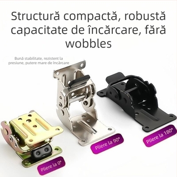 Balama pliantă cu blocare automată – 0–90–180°, model universal, pentru uși de mobilier și dulapuri, grosime 2,5 mm