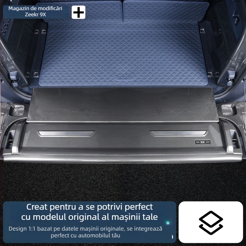 Bandă de protecție pentru portbagaj din plastic cu textură fibră de carbon pentru Zeekr 9X (25 modele); personalizabilă