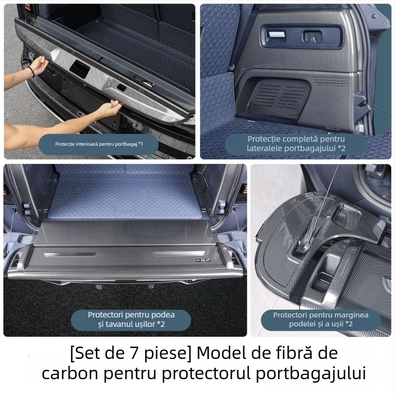 Bandă de protecție pentru portbagaj din plastic cu textură fibră de carbon pentru Zeekr 9X (25 modele); personalizabilă