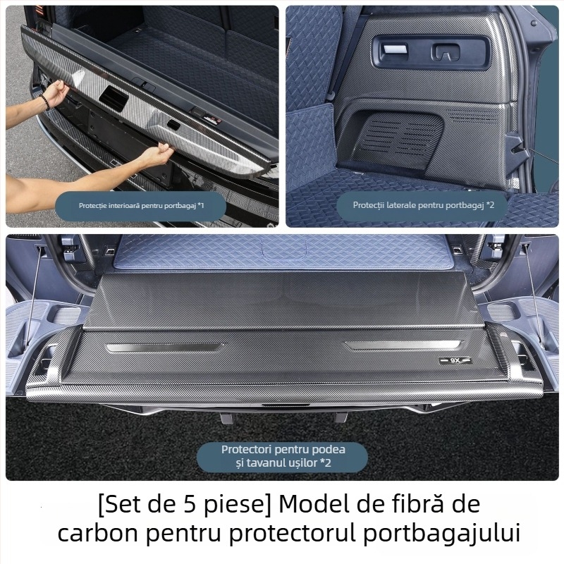 Bandă de protecție pentru portbagaj din plastic cu textură fibră de carbon pentru Zeekr 9X (25 modele); personalizabilă