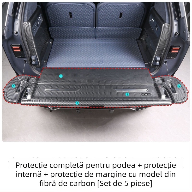 Bandă de protecție pentru portbagaj din plastic cu textură fibră de carbon pentru Zeekr 9X (25 modele); personalizabilă