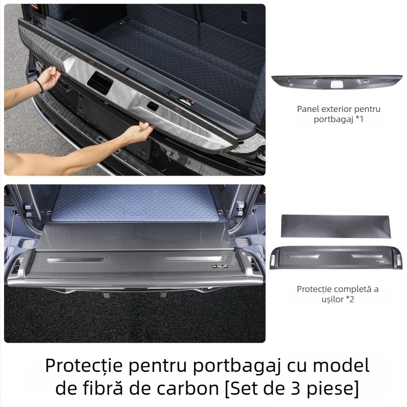 Bandă de protecție pentru portbagaj din plastic cu textură fibră de carbon pentru Zeekr 9X (25 modele); personalizabilă